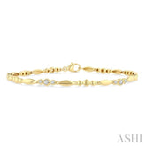 1/4 Ctw Marquise & Trio Circular Mount Round Cut Diamond Fashion Bracelet in 10K Yellow Gold