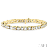 12 Ctw Square Shape Round Cut Diamond Tennis Bracelet in 14K Yellow Gold