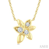 1/6 Ctw Starlit Petals Round Cut Diamond Fashion Pendant With Chain in 10K Yellow Gold