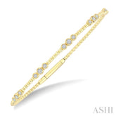 1/2 Ctw Three Stone Bezel Set Round Cut Diamond Flex Bangle in 14K Yellow Gold