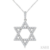 1/2 Ctw Star Of David Round Cut Diamond Fashion Pendant With Chain in 14K White Gold