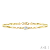 1/4 Ctw Bezel Set Oval Cut Diamond Curb Link Fashion Bracelet in 14K Yellow Gold