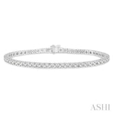 3 Ctw Square Shape Round Cut Diamond Tennis Bracelet in 14K White Gold