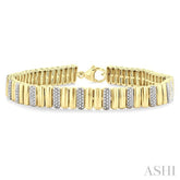 1/6 Ctw Bold Ribbed Round Cut Diamond Fashion Bracelet in Yellow Gold Vermeil