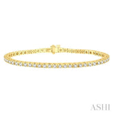 3 Ctw Square Shape Round Cut Diamond Tennis Bracelet in 14K Yellow Gold