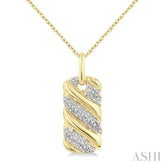 1/10 Ctw Bold Ribbed Swirl Round Cut Diamond Fashion Pendant With Chain in Yellow Gold Vermeil