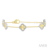 1/3 Ctw Fluted Clover Round Cut Diamond Fashion Bracelet in 14K Yellow and White Gold
