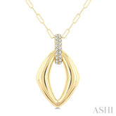 1/4 Ctw Open Window Marquise Shape Round Cut Diamond Fashion Pendant With Chain in 14K Yellow Gold