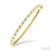 1/6 Ctw Puffed Heart Round Cut Diamond Bangle in Yellow Gold Vermeil
