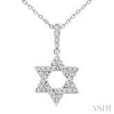 1/6 Ctw Star of David Round Cut Diamond Fashion Pendant With Chain in 10K White Gold