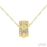 1/10 Ctw Round Cut Diamond Rondelle Fashion Pendant With Chain in 14K Yellow Gold