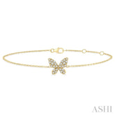 1/6 Ctw Petite Butterfly Round Cut Diamond Fashion Bracelet in 10K Yellow Gold