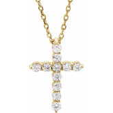 14K Yellow Gold 1/4 CTW Natural Diamond Cross 16-18" Necklace