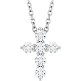 14K White Gold 1/4 CTW Natural Diamond Cross 16-18" Necklace