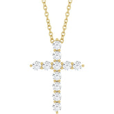 14K Yellow Gold 3/8 CTW Natural Diamond Cross 16-18" Necklace