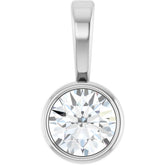 14K White Gold 1/10 CT Natural Diamond Bezel-Set Solitaire Pendant