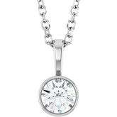 Sterling Silver 1/4 CT Natural Diamond Bezel-Set Solitaire 16-18" Necklace
