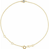 14K Yellow Gold Natural White Sapphire Bezel-Set Solitaire 6 1/2-7 1/2" Bracelet