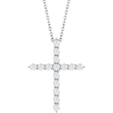Sterling Silver 1/2 CTW Natural Diamond Cross 16-18" Necklace