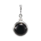 14K White Gold 6 mm Natural Black Onyx & .03 CT Natural Diamond Cabochon Pendant