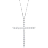 Platinum 1 CTW Natural Diamond Cross 16-18" Necklace