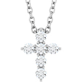 14K White Gold 1/6 CTW Lab-Grown Diamond Cross 16-18" Necklace