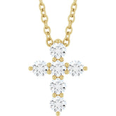 14K Yellow Gold 1/4 CTW Lab-Grown Diamond Cross 16-18" Necklace