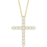 14K Yellow Gold 3/4 CTW Lab-Grown Diamond Cross 16-18" Necklace