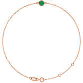 14K Rose Gold Natural Emerald 6 1/2-7 1/2" Bracelet