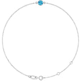 14K White Gold Natural Blue Zircon 6 1/2-7 1/2" Bracelet