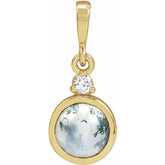 14K Yellow Gold 6 mm Natural Moss Agate & .03 CTW Natural Diamond Pendant