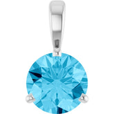 Platinum Lab-Grown Aqua Sapphire Pendant