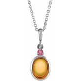 Platinum 6x4 mm Natural Citrine & Natural Pink Tourmaline 16-18" Necklace
