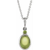 Platinum 6x4 mm Natural Peridot 16-18" Necklace