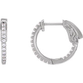 14K White Gold 1/3 CTW Lab-Grown Diamond Inside-Outside 15.5 mm Hinged Hoop Earrings
