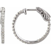 14K White Gold 1/2 CTW Lab-Grown Diamond Inside-Outside 19 mm Hinged Hoop Earrings
