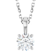 14K White Gold 1/2 CT Natural Diamond 18" Necklace
