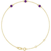 14K Yellow Gold Natural Amethyst Bezel-Set 3-Stone 6 1/2-7 1/2" Bracelet