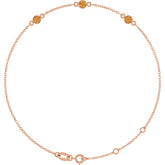 14K Rose Gold Natural Citrine Bezel-Set 3-Stone 6 1/2-7 1/2" Bracelet