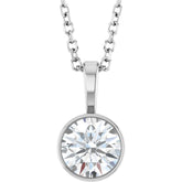 Platinum 5/8 CT Natural Diamond Bezel-Set Solitaire 16-18" Necklace