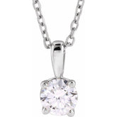 14K White Gold 1/2 CT Natural Diamond 18" Necklace