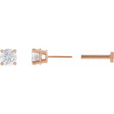 14K Rose Gold 1/4 CT Natural Diamond Earring