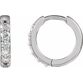 Platinum 1/4 CTW Lab-Grown Diamond Hinged 12.5 mm Hoop Earrings