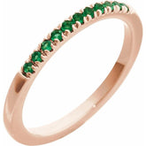 10K Rose Gold Lab-Grown Emerald Stackable Ring
