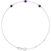 Sterling Silver Natural Amethyst Bezel-Set 3-Stone 6 1/2-7 1/2" Bracelet