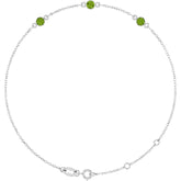 Sterling Silver Natural Peridot Bezel-Set 3-Stone 6 1/2-7 1/2" Bracelet