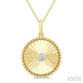 1/20 Ctw Round Fluted Medallion Round Cut Diamond Pirouette Pendant With Chain in Yellow Gold Vermeil