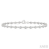1 Ctw Bezel Set Round Cut Diamond Station Bracelet in 14K White Gold