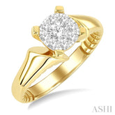 1/3 Ctw Lovebright Tapered Open Center Circular Shape Round Cut Diamond Fashion Ring in 14K Yellow and White Gold