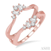 3/8 Ctw Baguette and Round Cut Diamond Insert Ring in 14K Rose Gold